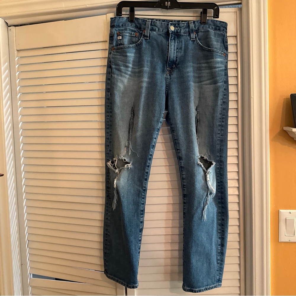 AG Adriano Goldschmied Women's Blue Straight Leg Jeans
